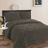 Thumbnail for Ramesses Teddy Fleece 3 Pcs Comforter Set Charcoal King