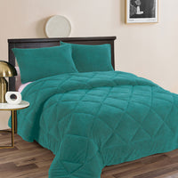 Thumbnail for Ramesses Teddy Fleece 3 Pcs Comforter Set Teal Queen