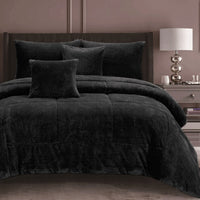 Thumbnail for Ramesses Waffle Fleece Charcoal 3 Pcs Comforter Set Queen