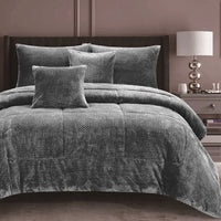 Thumbnail for Ramesses Waffle Fleece Frost Grey 3 Pcs Comforter Set King