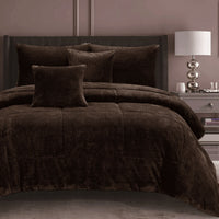 Thumbnail for Ramesses Waffle Fleece Mocha 3 Pcs Comforter Set Queen