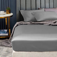 Thumbnail for Ramesses 1500TC Elite Egyptian Cotton Sateen Fitted Sheet Combo Set Grey King Single