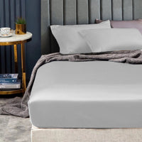 Thumbnail for Ramesses 1500TC Elite Egyptian Cotton Sateen Fitted Sheet Combo Set Silver Double