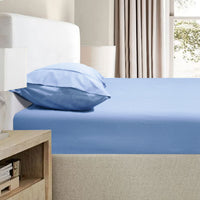 Thumbnail for Ramesses 2000TC Bamboo Embossed Fitted Sheet Combo Set Mid Blue Single