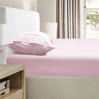 Thumbnail for Ramesses 2000TC Bamboo Embossed Fitted Sheet Combo Set Pink Single