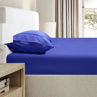 Thumbnail for Ramesses 2000TC Bamboo Embossed Fitted Sheet Combo Set Royal Blue Single