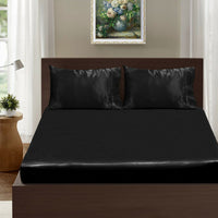 Thumbnail for Ramesses Casablanca Satin Fitted Sheet Combo Set Black King