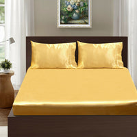 Thumbnail for Ramesses Casablanca Satin Fitted Sheet Combo Set Gold Queen