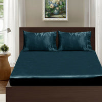 Thumbnail for Ramesses Casablanca Satin Fitted Sheet Combo Set Teal King