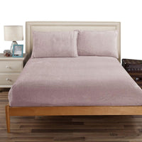 Thumbnail for Ramesses Teddy Fleece Fitted Sheet Combo Set Dusty Pink Queen