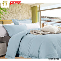 Thumbnail for Ramesses Bamboo Cotton Quilt Cover Set Pearl Blue King