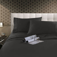 Thumbnail for Kingtex 300TC Cotton Sheet Set Charcoal Single