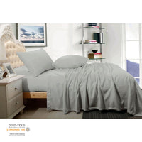 Thumbnail for Shangri La Cashmere Touch Micro Flannelette Sheet Set Grey Queen