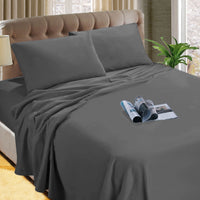 Thumbnail for Kingtex Micro Flannelette Sheet Set 40 cm Wall Charcoal Queen