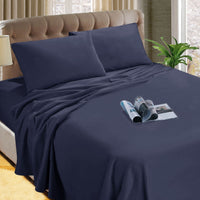 Thumbnail for Kingtex Micro Flannelette Sheet Set 40 cm Wall Denim Double
