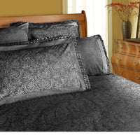 Thumbnail for Shangri La Microfibre Machine Lace Sheet Set Charcoal Double
