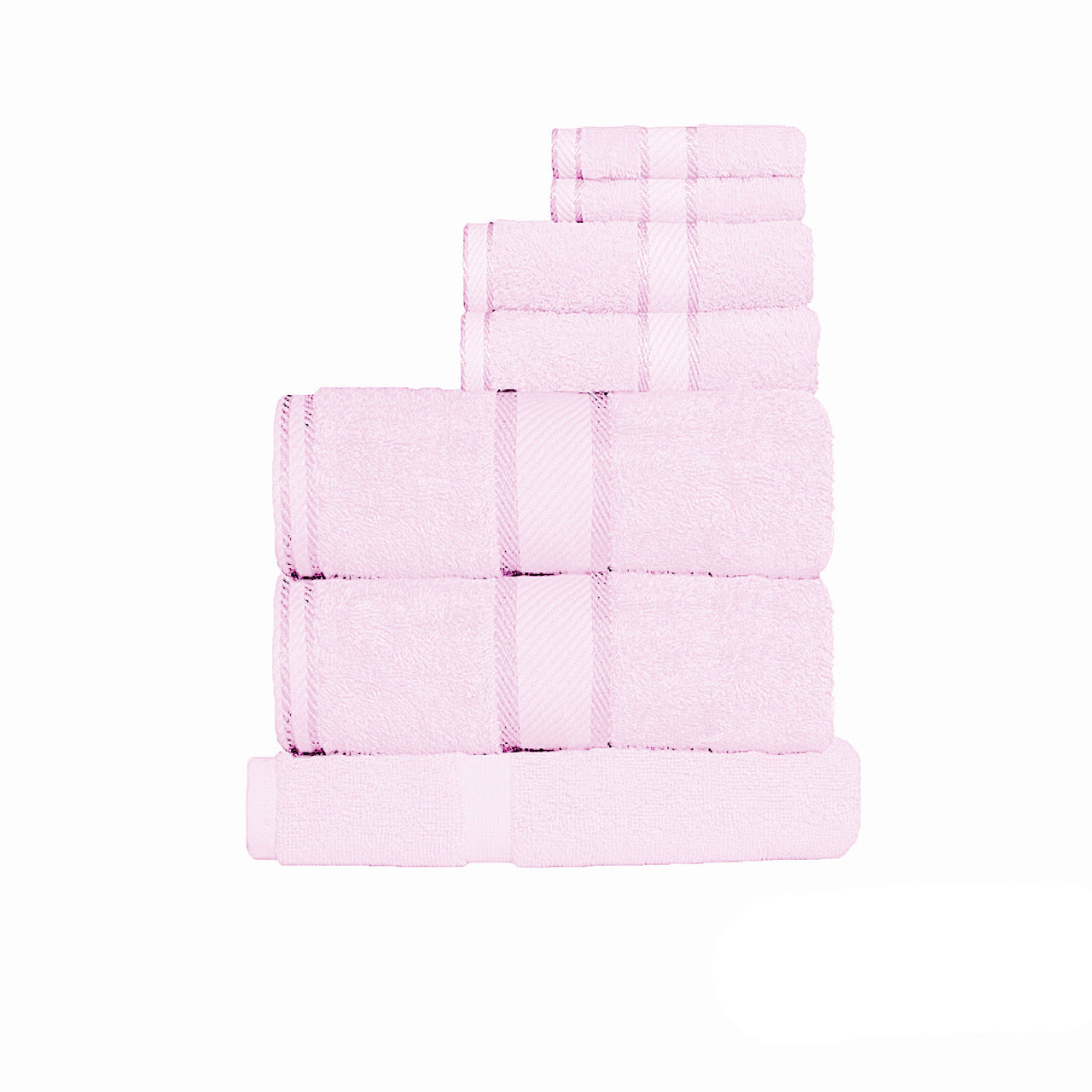 Kingtex 550gsm Cotton 7 Pce Towel Set Baby Pink