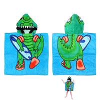 Thumbnail for Cute Kids Cotton Hooded Towel Poncho 60 x 120 cm Dinosaur