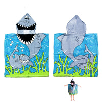 Thumbnail for Cute Kids Cotton Hooded Towel Poncho 60 x 120 cm Shark