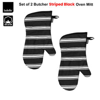 Thumbnail for Ladelle Set of 2 Butcher Stripe Black Oven Mitt