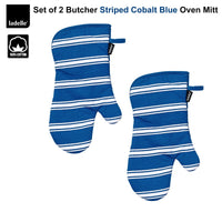 Thumbnail for Ladelle Set of 2 Butcher Stripe Cobalt Blue Oven Mitt