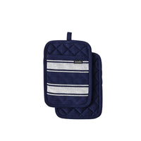 Thumbnail for Ladelle Butcher Stripe Series Navy Set of 2 Pot Holders 17.5 x 24.5cm