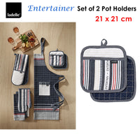 Thumbnail for Ladelle Entertainer Charcoal Set of 2 Pot Holders 21 x 21 cm