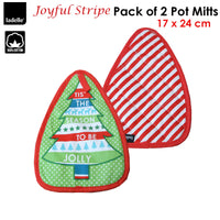 Thumbnail for Ladelle Joyful Stripe Red Set of 2 Pot Mitts 17 x 24 cm