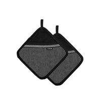 Thumbnail for Ladelle Professional Series Stripe Black Set of 2 Pot Holders 21 x 21 cm