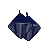 Thumbnail for Ladelle Professional Series Stripe Navy Set of 2 Pot Holders 21 x 21 cm