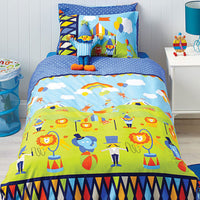 Thumbnail for Cubby House Reversible Circus Fun Quilt Cover Set Double