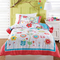 Thumbnail for Cubby House Kids Floral Spot Quilt Cover Set Double