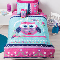Thumbnail for Cubby House Reversible Pretty Owl Quilt Cover Set Single