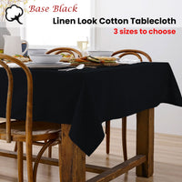 Thumbnail for Ladelle Base Black Linen Look 100% Cotton Tablecloth 150 x 225 cm