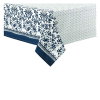 Thumbnail for Ladelle Watercolour Floral Tablecloth 6 to 8 Seater Oblong 150 x 225 cm Navy (Close to Indigo Blue)