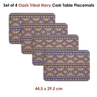 Thumbnail for Ladelle Set of 4 Oasis Tribal Navy Cork Placemats