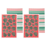 Thumbnail for Ladelle Set of 4 Bahamas Kitchen / Cleaning 100% Cotton Tea Towels Coral