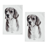 Thumbnail for Set of 2 Delightful Dogs Cotton Kitchen Tea Towels 50 x 70 cm Beagle