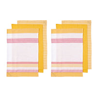 Thumbnail for Ladelle Set of 6 Dwell Stripe Cotton Tea Towels Lemon