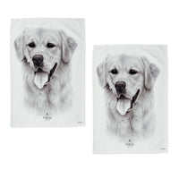 Thumbnail for Set of 2 Delightful Dogs Cotton Kitchen Tea Towels 50 x 70 cm Golden Retriever