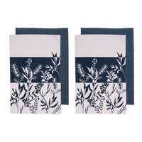 Thumbnail for Ladelle Set of 4 Homespun Flower Cotton Kitchen Tea Towels 50 x 70 cm Denim