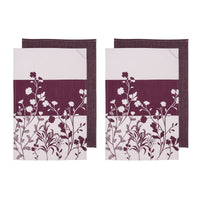 Thumbnail for Ladelle Set of 4 Homespun Flower Cotton Kitchen Tea Towels 50 x 70 cm Mulberry