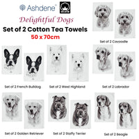 Thumbnail for Set of 2 Delightful Dogs Cotton Kitchen Tea Towels 50 x 70 cm Labrador