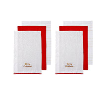 Thumbnail for Ladelle Joyful Merry Christmas Set of 6 Cotton Kitchen Towels Red