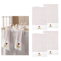 Thumbnail for Ladelle Mr & Mrs Christmas Hat Set of 4 Cotton Kitchen Towels 45 x 70 cm
