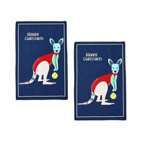 Thumbnail for Ladelle Australiana Animal Drawing Set of 2 Cotton Kitchen Towels Kangaroo