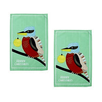 Thumbnail for Ladelle Australiana Bird Drawing Set of 2 Cotton Kitchen Towels Kookaburras