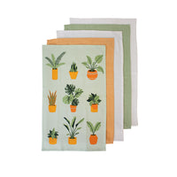 Thumbnail for Ladelle Set of 5 Plant Life Cotton Kitchen Tea Towels 50 x 70 cm Green