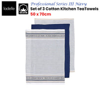 Thumbnail for Ladelle Set of 3 Professional Series III Cotton Kitchen Tea Towels Navy 50 x 70 cm