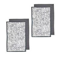 Thumbnail for Ladelle Repose Floral Set of 4 Cotton Kitchen Towels Charcoal